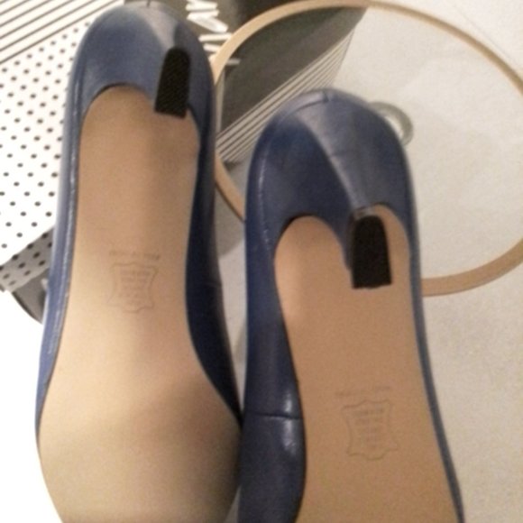 VINTAGE Classic MARQUISE Blue Leather PUMPS DRESS HEELS GORGEOUS! NEW in BOX - Picture 7 of 12
